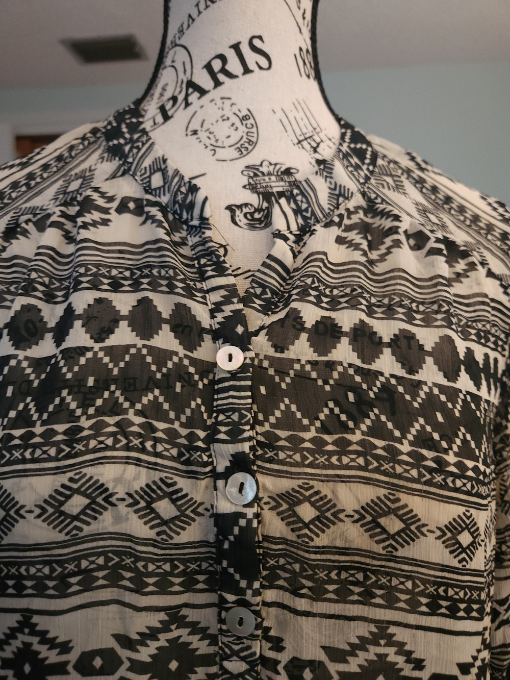 Sheer Aztec Pattern Blouse - Picture 2 of 6